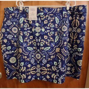 Croft & Barrow The Effortless Stretch Skort Women Size 22W Blue Floral Pockets